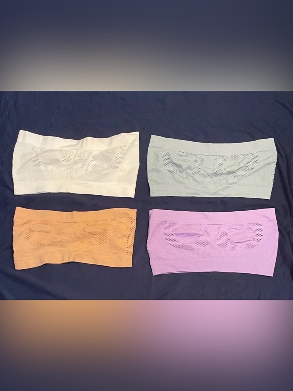 4-Pack Seamless Pastel Bandeau/Tube Top Bras (Size L)